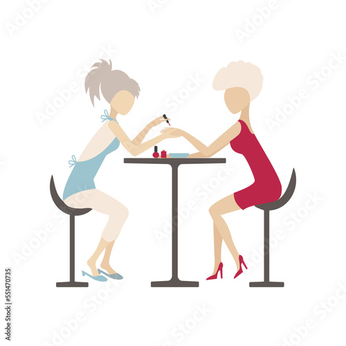 Manicure salon. Viva Magenta color 2023. Customer service in the beauty salon. Nail treatment