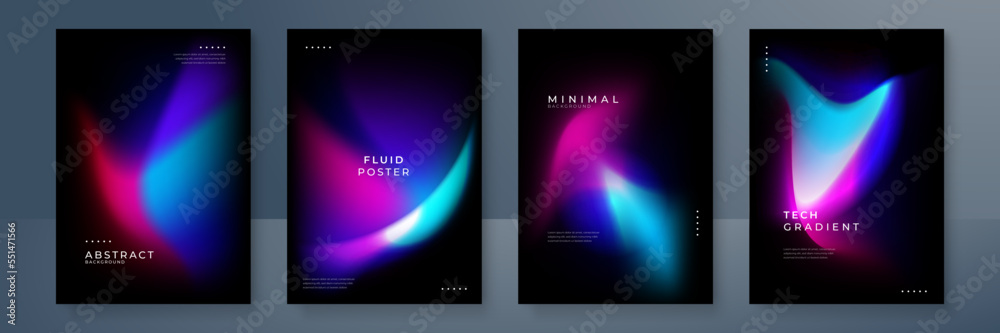 Blue pink purple blurred gradient background with aurora shape and light texture on black background. Modern blue blur grainy technology background for poster wallpaper