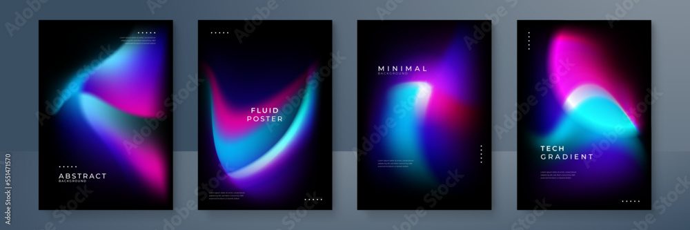Fototapeta premium Blue pink purple blurred gradient background with aurora shape and light texture on black background. Modern blue blur grainy technology background for poster wallpaper