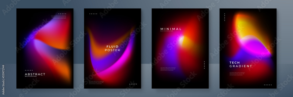 Modern red purple orange blurred gradient background with aurora shapes and technology business concept. Trendy gradient flowing pattern texture for poster cover design. Minimal color template.