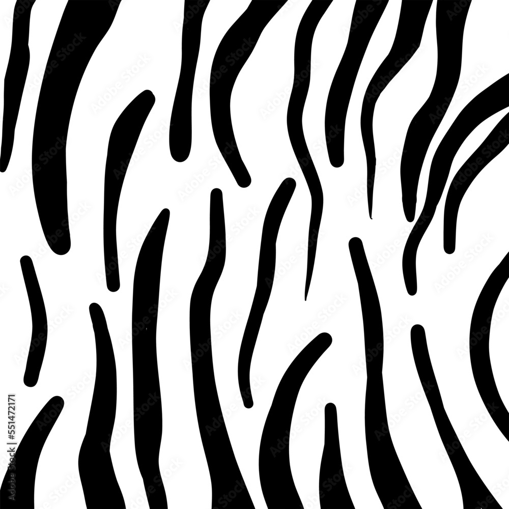 Black and white zebra hand drawn pattern