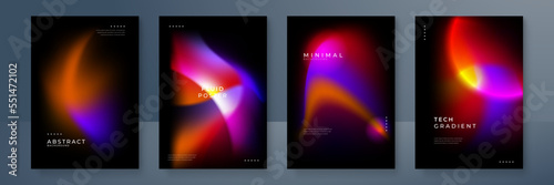 Modern red purple orange blurred gradient background with aurora shapes and technology business concept. Trendy gradient flowing pattern texture for poster cover design. Minimal color template.