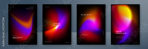 Modern red purple orange blurred gradient background with aurora shapes and technology business concept. Trendy gradient flowing pattern texture for poster cover design. Minimal color template.