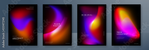 Modern red purple orange blurred gradient background with aurora shapes and technology business concept. Trendy gradient flowing pattern texture for poster cover design. Minimal color template.
