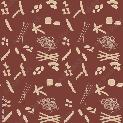 Italian pasta types seamless pattern