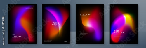 Modern red purple orange blurred gradient background with aurora shapes and technology business concept. Trendy gradient flowing pattern texture for poster cover design. Minimal color template.