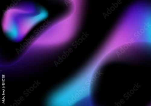 Abstract blurred hologram gradient background with blue pink purple gradient aurora texture. Abstract technology liquid wavy shapes futuristic banner. Glowing vector with aurora