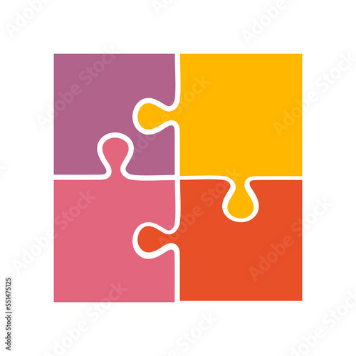 colorful Jigsaw puzzle on transparent background.
