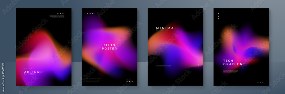Fototapeta premium Fluid blurred gradient background vector. Modern and minimal style posters with colorful, geometric shapes, aurora and liquid color. Modern wallpaper design for social media, poster, banner, flyer.