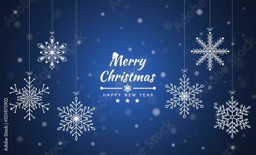 Merry Christmas and Happy New Year background with Snowflakes for Christmas tree made. Vector illustration