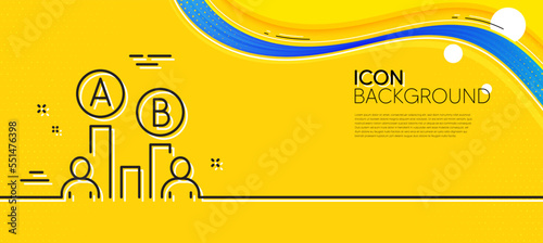 Ab testing line icon. Abstract yellow background. Ui test chart sign. Minimal ab testing line icon. Wave banner concept. Vector