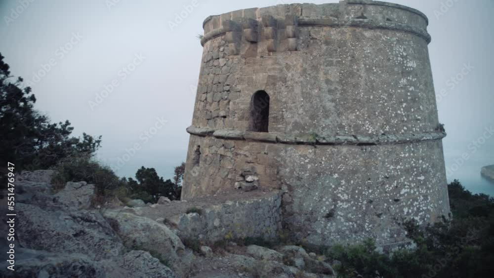 Cliffside tower, Torre des Savinar on the south western coastline on Ibiza Cliffside tower, Torre des Savinar on the south western coastline on Ibiza