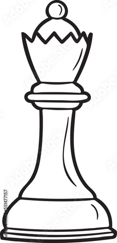 Hand drawn chess piece icon. Chess queen. Vector illustration, doodle style.
