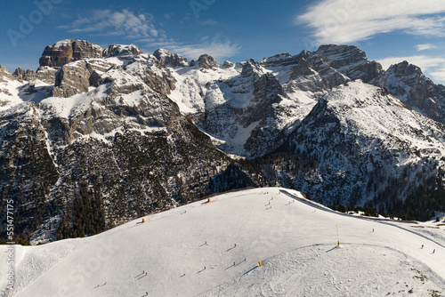 Pinzolo in winter sunny day. Dolomites Val Rendena Italian alps, Trentino Italy. photo