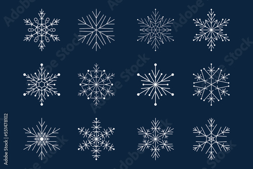 snowflake set bundle collection flat icon vector illustration EPS10