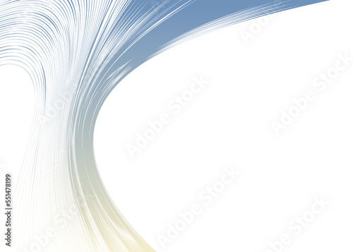 Curvature of space vector abstract art background, 3D linear flow distorted shape, deformed fluid, chaos of space.