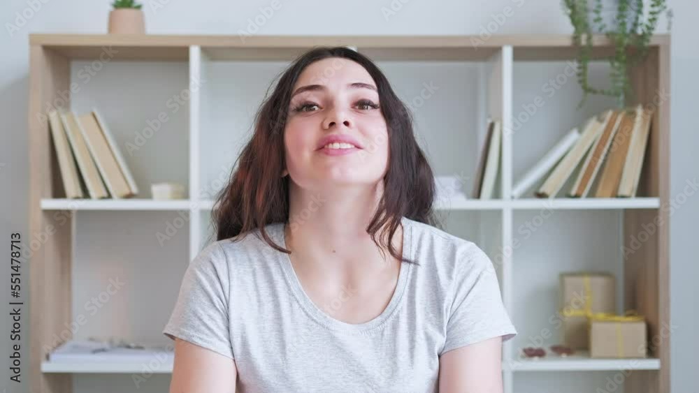 Vlogger interview. Internet communication. Online presentation. Enthusiastic cheerful woman discussing ideas at modern home interior. Long video shot. Vlogger interview. Internet communication. Online presentation. Enthusiastic cheerful woman discussing ideas at modern home interior. Long video shot.