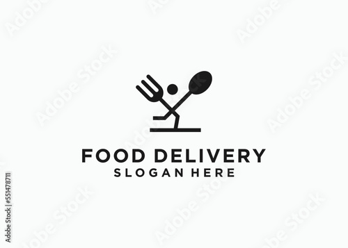food delivery logo design vector illustration template