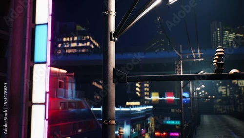 night scene of japan city with neon lights