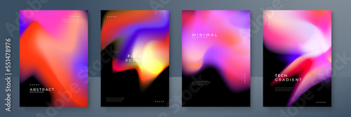 Blurred backgrounds set with modern abstract blurred color gradient patterns. Smooth templates collection for brochures, posters, banners, flyers and cards. Vector illustration.