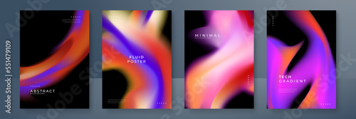 Blurred backgrounds set with modern abstract blurred color gradient patterns. Smooth templates collection for brochures, posters, banners, flyers and cards. Vector illustration.