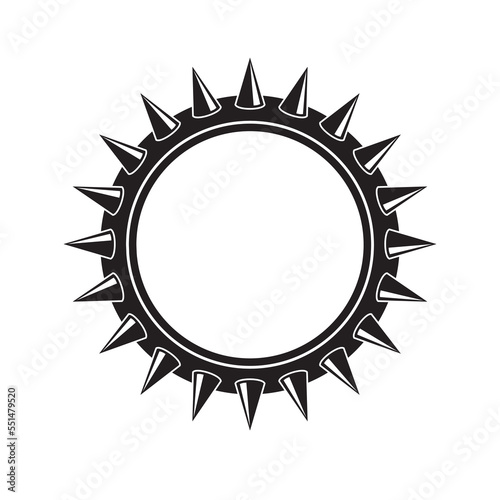 Collar with sharp metal pickles vector icon isolated on white.