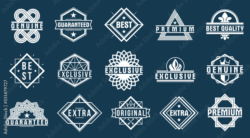 Vetor de Premium best quality vector emblems set, black and white ...