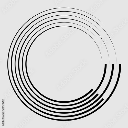 Radial speed Lines in Circle Form for comic books . Explosion background . Vector Illustration .Technology round Logo . Circular Design element . Abstract Geometric shape . Sunburst .