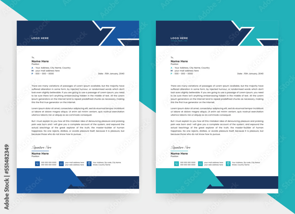 Abstract modern creative professional letter head template design