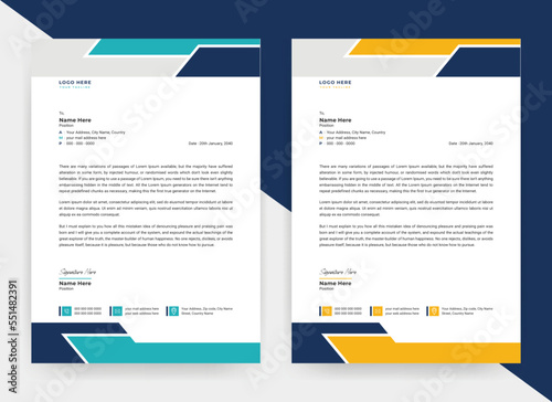 Clean minimal letterhead design with abstract shapes for your business