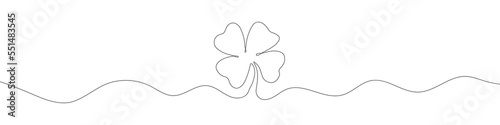 Continuous linear drawing of clover leaves. One line drawing background. Vector illustration. Linear drawing image of saint patrick clover leaf