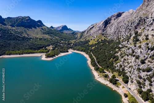 Aerial view of Gorg Blau reservoir, Tramuntana, Majorca, Balearic Islands, Spain photo