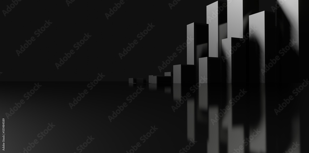 Architecture background night city of skyscrapers 3d render