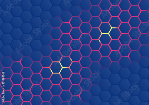 Abstract red bee hive hexagon background.  .