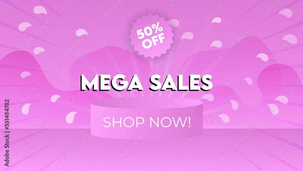 Mega sale concept horizontal banner template design. Discount abstract promotion layout poster. Mega sale vector illustration.