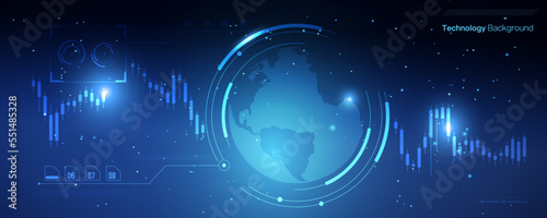 Futuristic technology background. Global world network and telecommunication on earth abstract vector illustration.