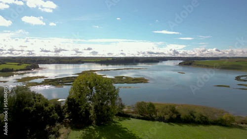 Wallpaper Mural Goutte stream and surrounding landscape on sunny day, Les Gastines at Saint Pere Marc in Poulet, Brittany in France. Aerial ascending Torontodigital.ca