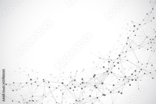 Technology abstract background with connected line and dots. Big data visualization. Artificial Intelligence and Machine Learning Concept Background. Analytical networks illustration