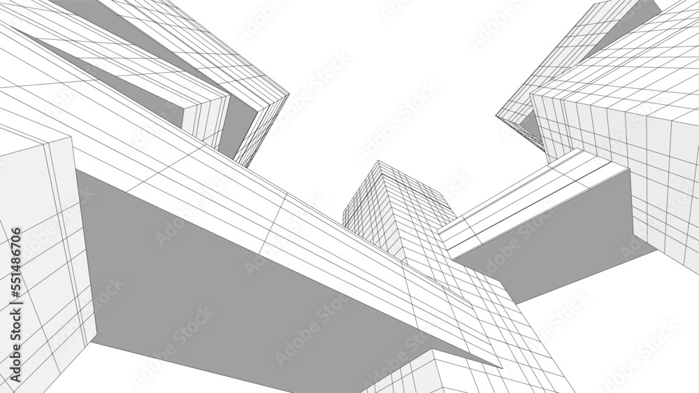 Fototapeta premium Abstract architecture vector 3d illustration