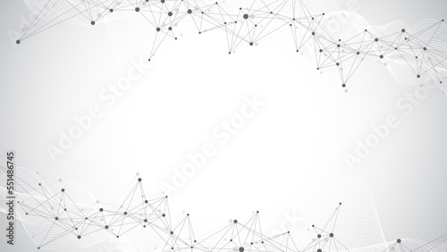 Technology abstract background with connected line and dots. Big data visualization. Artificial Intelligence and Machine Learning Concept Background. Analytical networks illustration