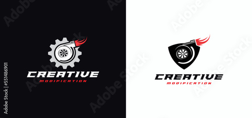 Car modification logo template vector, speed, turbo,fast engine Design Template.
