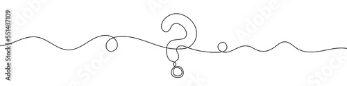Question mark linear background. One continuous line drawing of question mark. Vector illustration. Question mark isolated
