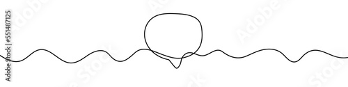 Continuous line drawing of speech bubble. One line drawing background. Vector illustration. Linear drawing of a speech bubble
