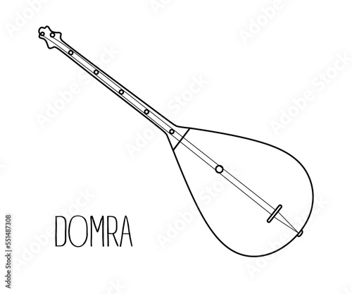 Hand drawn Domra illustration. Musical instrument domra isolated on white background. Domra vector in linear style. musical instrument vector illustration. eps10