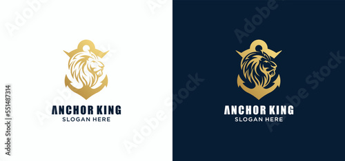 Gold elegant lion king animal logo, Lion logo vector illustration brand identity icon, Template.