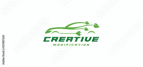 Car modification logo template vector, speed, electric car, eco-friendly, Design Template.