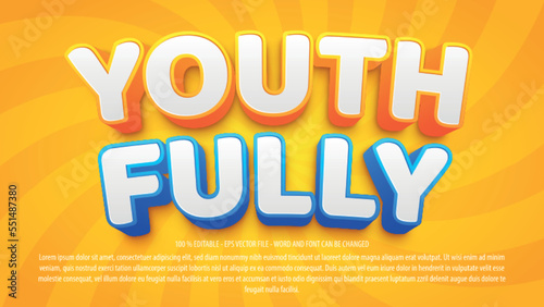 Youthfully 3d style editable text effect photo