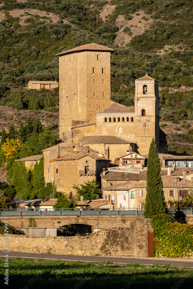 Church of San Martin and castle of Sancho el Mayor, Biel, Cinco Villas, Aragon, Spain