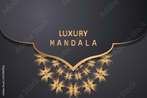 invitation card templates with gold patterned and crystals color luxury mandala background with golden arebesque pattern arabic islamic east style. ramadan style decorative mandala, flyer banner new  photo