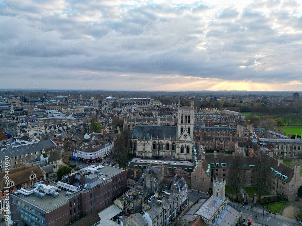 St John's College Chapel Cambridge UK drone aerial